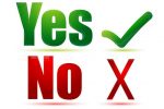 Yes and No Text with Tick and Cross Symbols